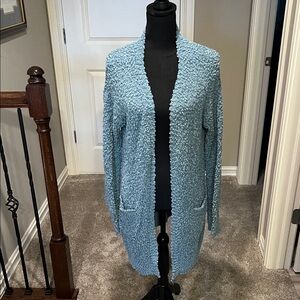 Listicle Light Blue Textured Cardigan